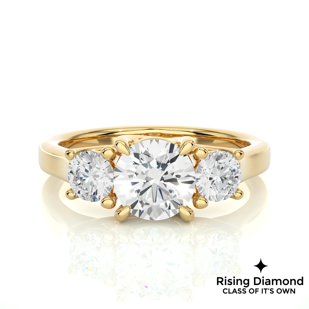 1.90 Ct Round Cut Colorless Moissanite Three Stone Engagement Ring