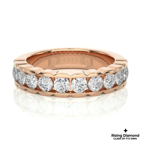 2.02 CTW Round Cut Colorless Moissanite Half Eternity Band