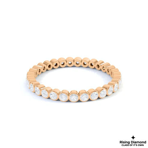 0.55 TCW Round Cut FG-VS Lab Grown Diamond Gold Bezel Wedding Band