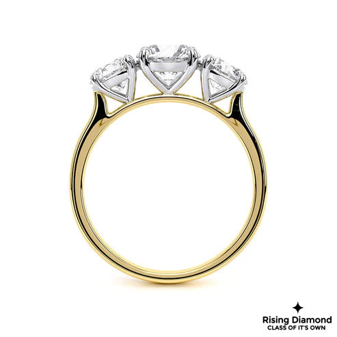 2.5 CT Round Cut Colorless Moissanite Three Stone Ring