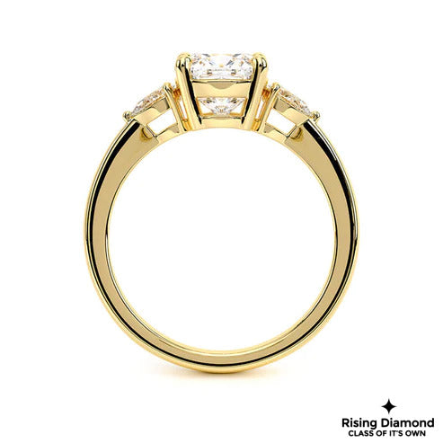 1.0 Ct Cushion F/VS1 Lab Grown Diamond Three Stone Ring