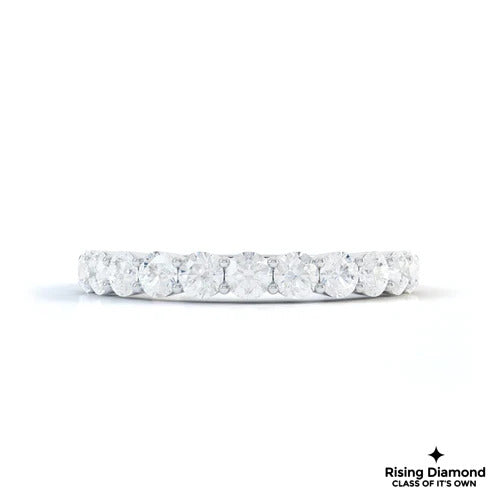 0.49 TCW Round Cut Colorless Moissanite Half Eternity Gold Wedding Band