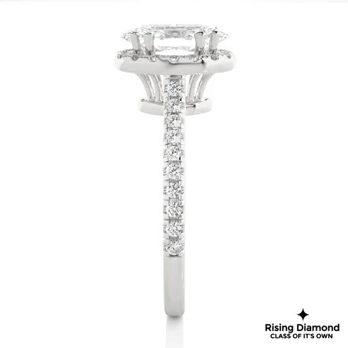 1.05 Ct Oval Cut E-VS1 Lab Grown Diamond Halo Engagement Ring