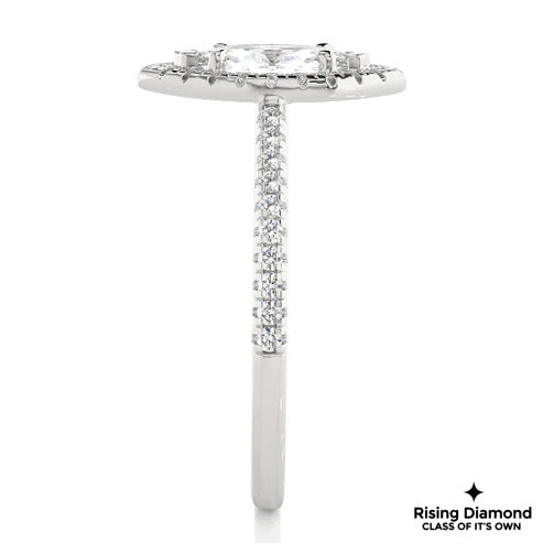 1.02 CT Marquise Cut F/VS1 Lab Grown Diamond Halo Ring