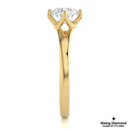 1.00 Ct Round Cut D-VS Lab Grown Diamond Gold Solitaire Engagement Ring