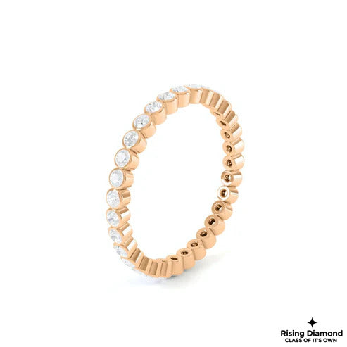 0.55 TCW Round Cut FG-VS Lab Grown Diamond Gold Bezel Wedding Band