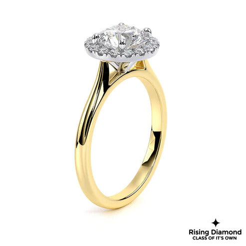 1.05 Ct Round Cut E-VS2 Lab Grown Diamond Halo Engagement Ring