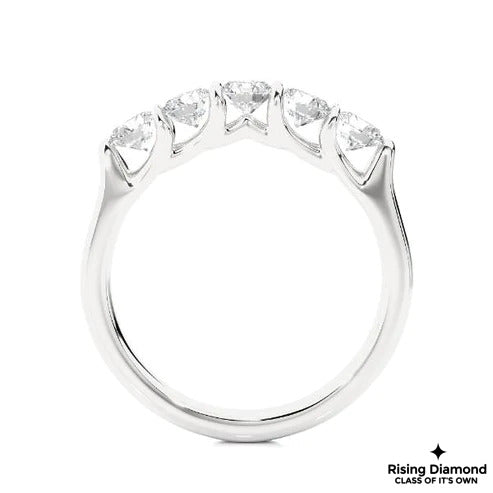 1.5 CTW Round Cut Colorless Moissanite Five Stone Band