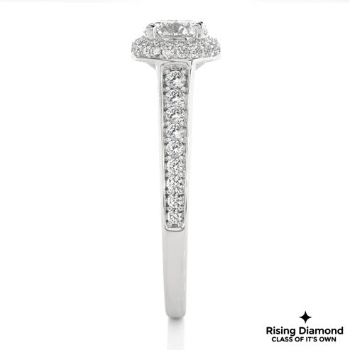 1.02 CT Round E/VS2 Lab Grown Diamond Halo Engagement Ring