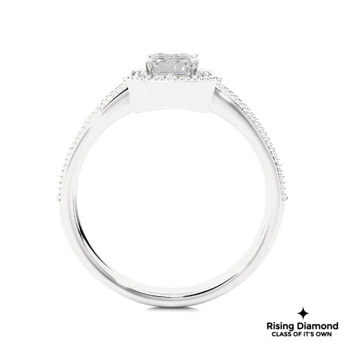 1.22 Ct Emerald Cut F-VS1 Lab Grown Diamond Engagement Ring