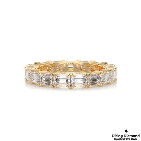 2.85 CTW Emerald Cut Colorless Moissanite Wedding Band