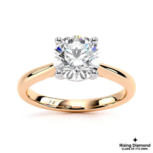 1.00 Ct Round Cut D-VS2 Lab Grown Diamond Cathedral Engagement Ring