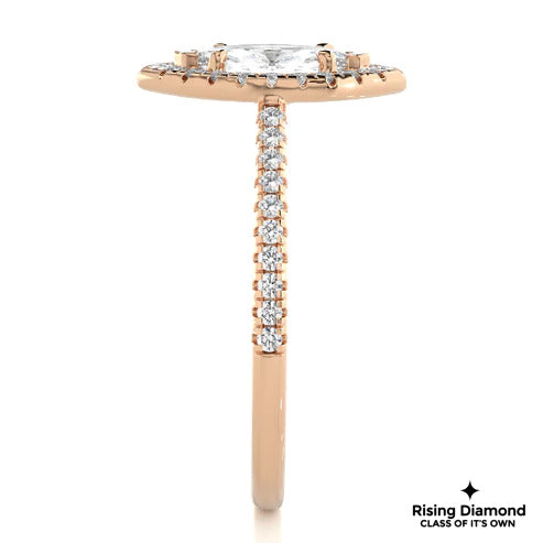 3.01 CT Marquise Cut Colorless Moissanite Halo Engagement Ring