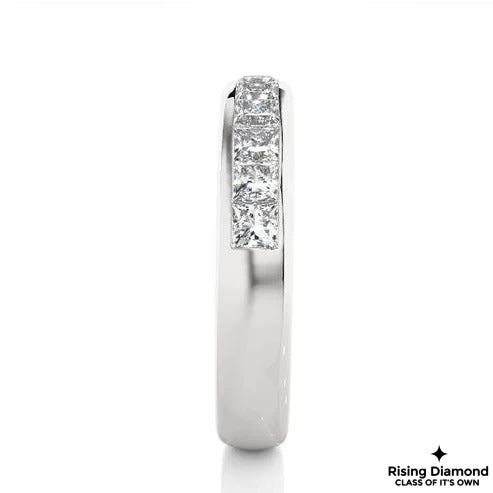 0.38 Ct Princess Cut Colorless Moissanite Gold Wedding Band
