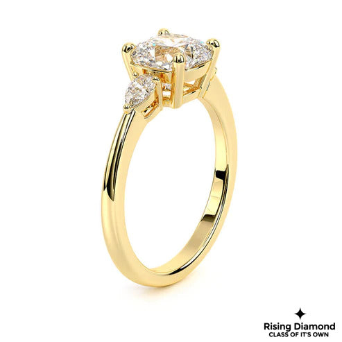 1.0 Ct Cushion F/VS1 Lab Grown Diamond Three Stone Ring