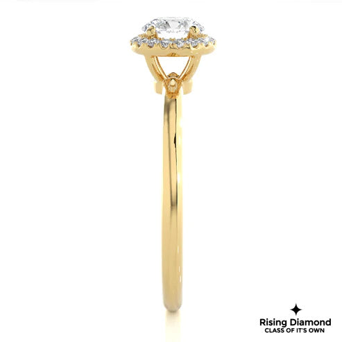 1.0 Ct F/VS1 Round Cut Lab Grown Diamond Halo Ring