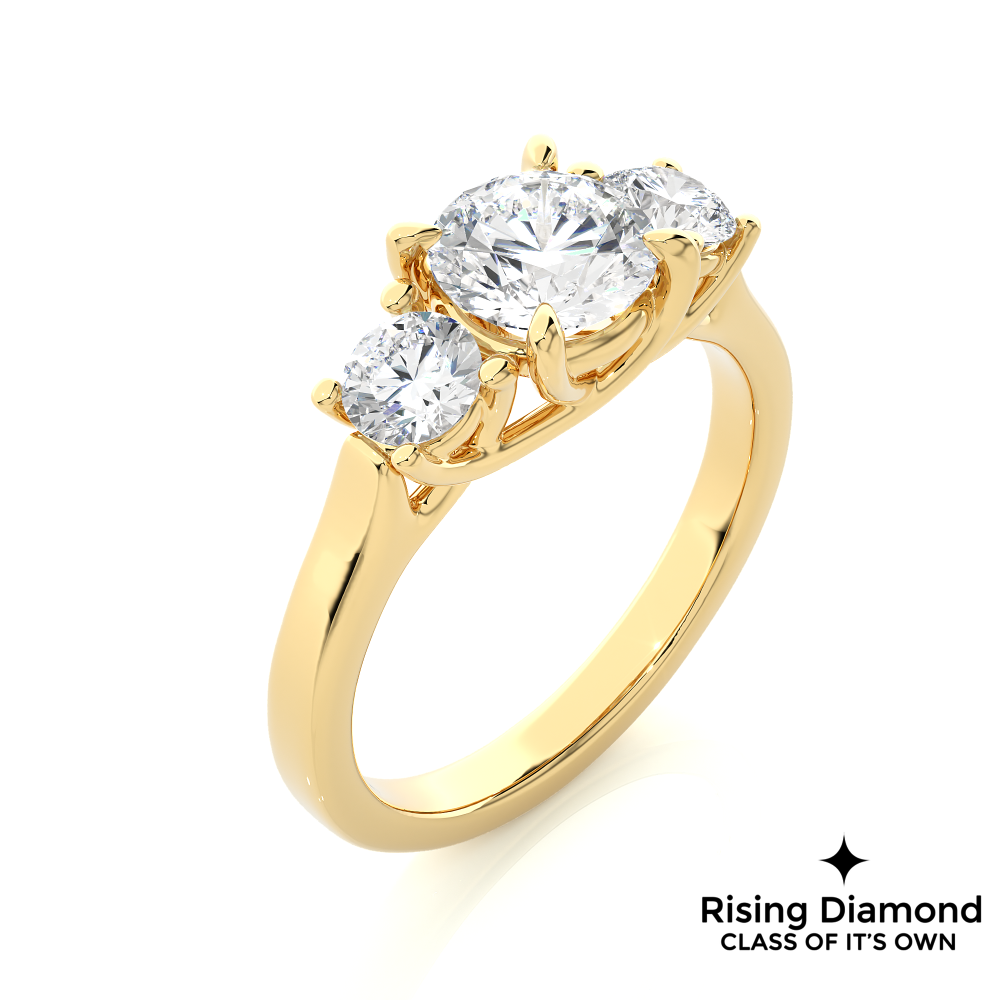 1.90 Ct Round Cut Colorless Moissanite Three Stone Engagement Ring