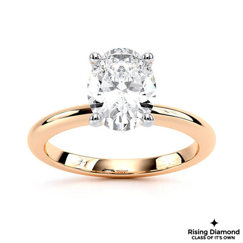 1.55 Ct Oval Cut F-VS2 Lab Grown Diamond Hidden Halo Engagement Ring