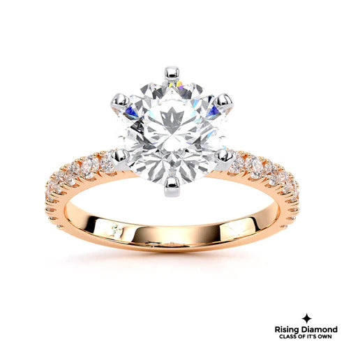 1.15 Ct Round Cut E-VS1 Lab Grown Diamond Six Prong Half Eternity Engagement Ring
