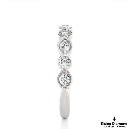 0.28 TCW Round Cut Colorless Moissanite Half Eternity Gold Wedding Band