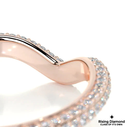 0.75 CTW Round V Shape Colorless Moissanite Micro Pave Wedding Band