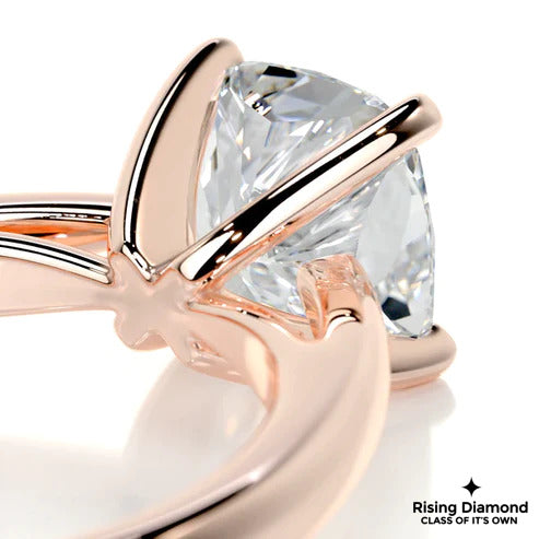 3.01 Ct Cushion Cut Colorless Moissanite Solitaire Engagement Ring