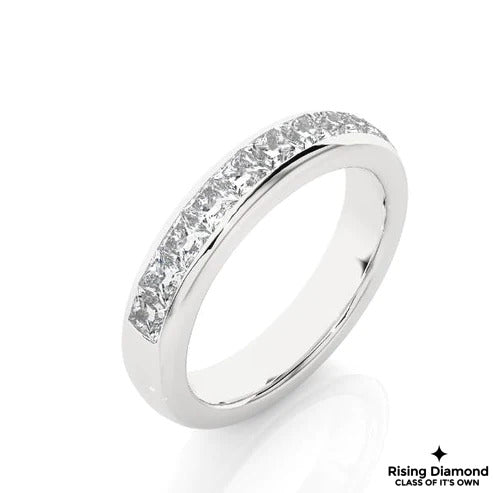 0.38 Ct Princess Cut Colorless Moissanite Gold Wedding Band