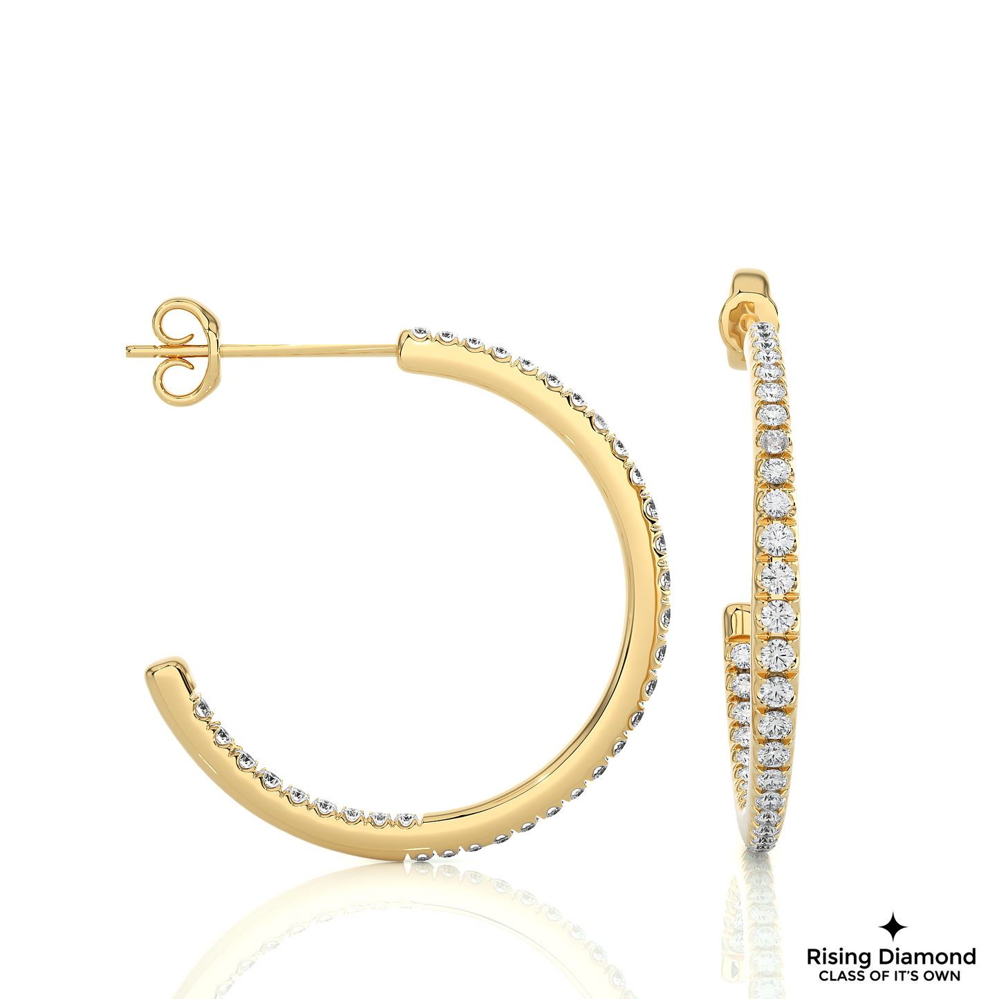 1.02 CTW Round Cut Lab Grown Diamond Hoop Earring With Screw Back Closer