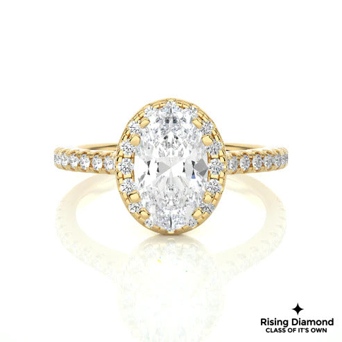 1.05 Ct Oval Cut E-VS1 Lab Grown Diamond Halo Engagement Ring
