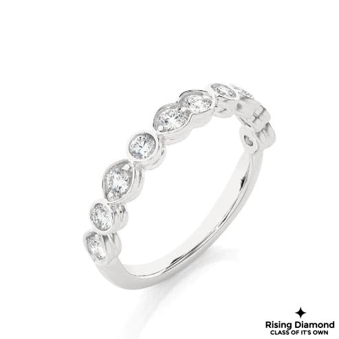 0.28 TCW Round Cut Colorless Moissanite Half Eternity Gold Wedding Band