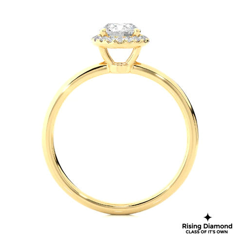 1.0 Ct F/VS1 Round Cut Lab Grown Diamond Halo Ring