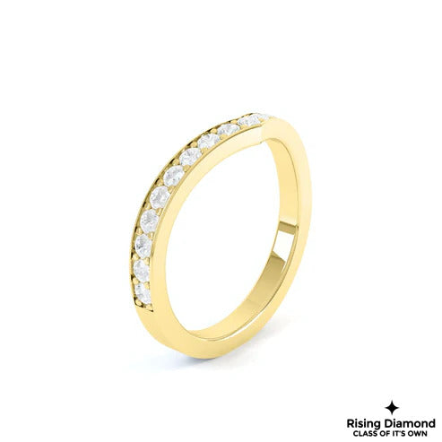 0.55 CTW Round Cut Colorless Moissanite Curved Wedding Band