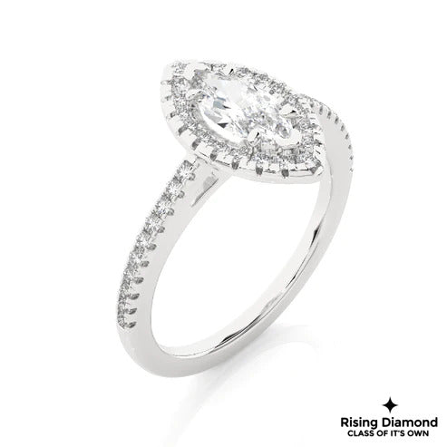 1.02 CT Marquise Cut F/VS1 Lab Grown Diamond Halo Ring
