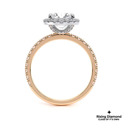1.03 Ct Round Cut F-VS1 Lab Grown Diamond Halo Half Eternity Engagement Ring