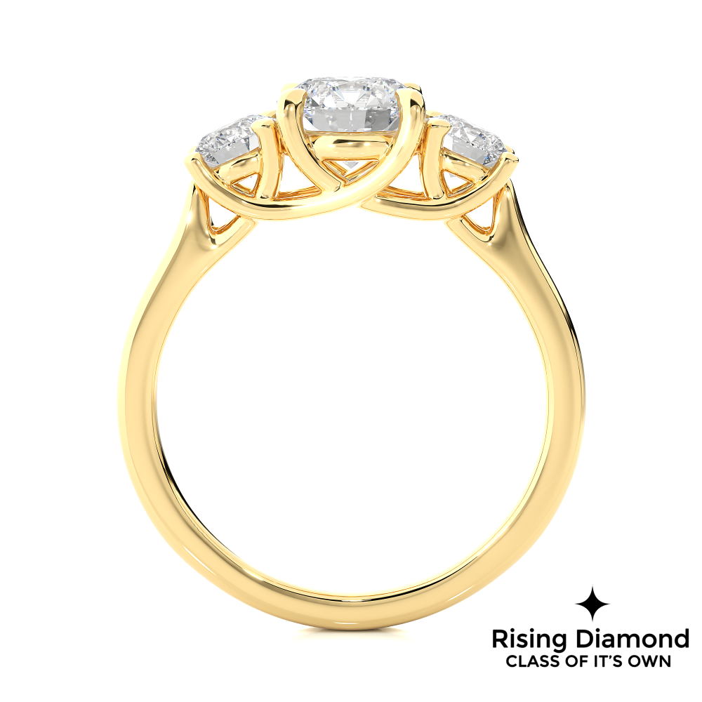 1.90 Ct Round Cut Colorless Moissanite Three Stone Engagement Ring