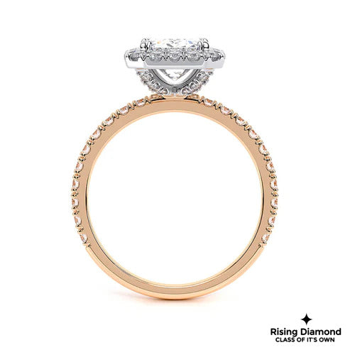 1.58 Ct Emerald Cut F-VS2 Lab Grown Diamond Halo Engagement Ring