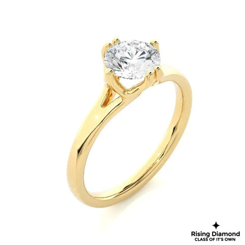 1.00 Ct Round Cut D-VS Lab Grown Diamond Gold Solitaire Engagement Ring