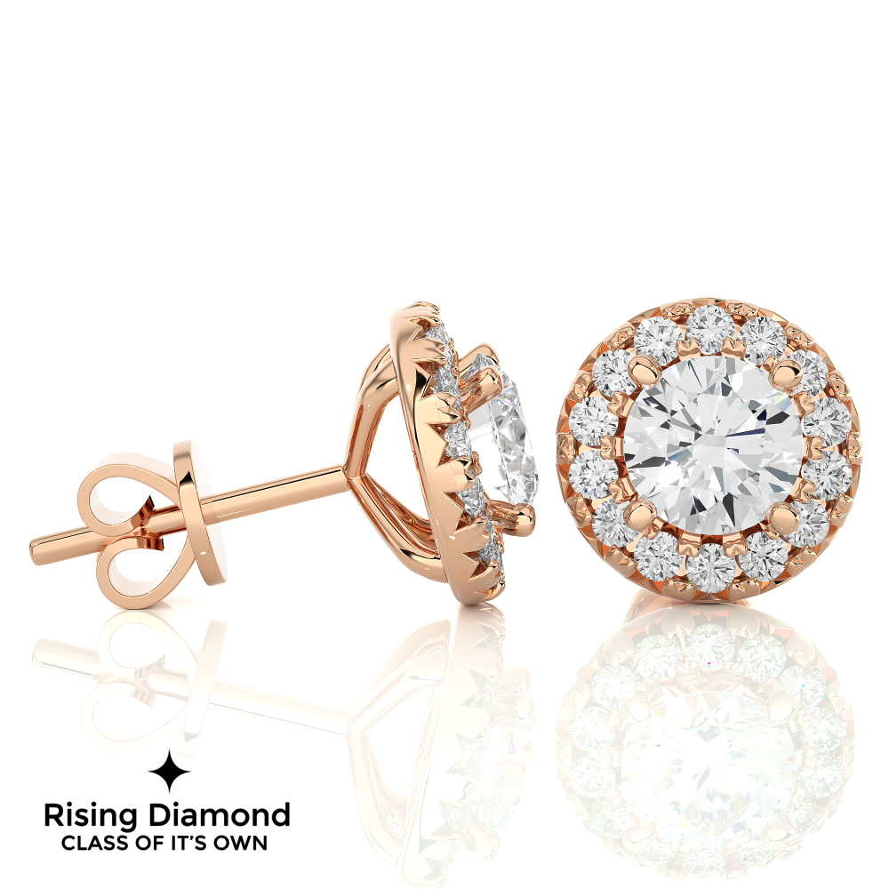 1.15 TCW For Each Round Cut EF-VS Lab Grown Diamond Halo Earring