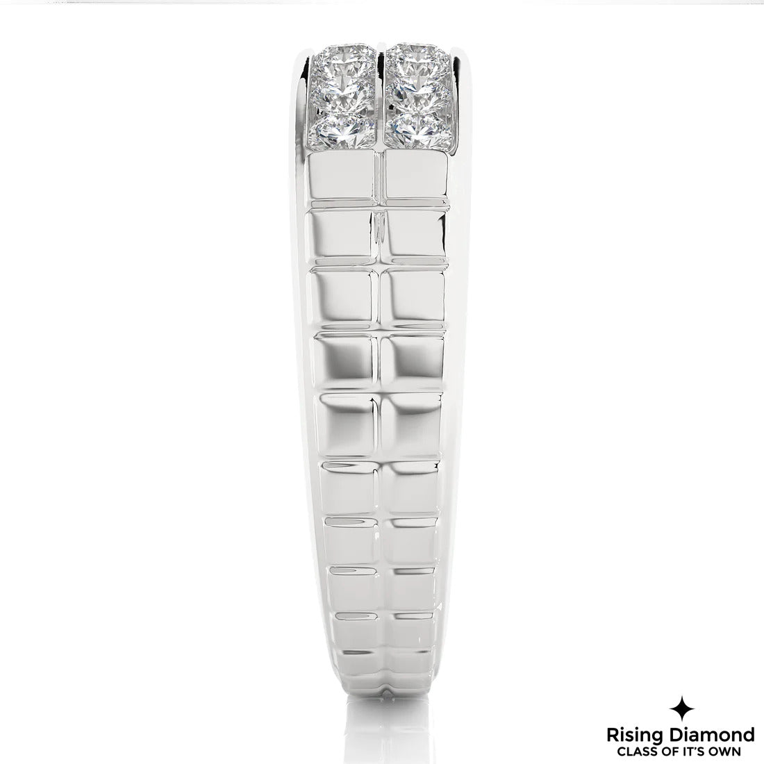 0.95 TCW Round Cut Colorless Moissanite Gold Wedding Band