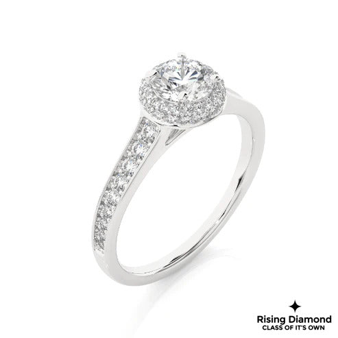 1.02 CT Round E/VS2 Lab Grown Diamond Halo Engagement Ring