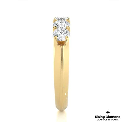 0.92 CTW Round Cut Colorless Moissanite Five Stone Wedding Band