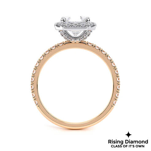 2.9 Ct Asscher Cut Colorless Moissanite Halo Engagement Ring