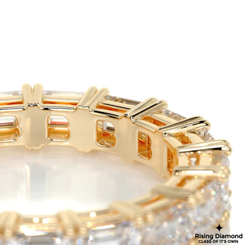 2.85 CTW Emerald Cut Colorless Moissanite Wedding Band