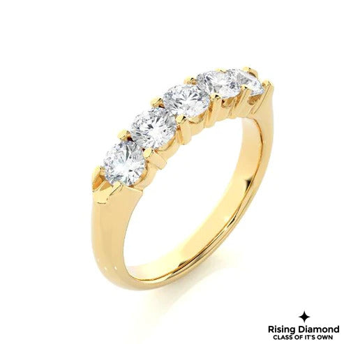0.92 CTW Round Cut Colorless Moissanite Five Stone Wedding Band