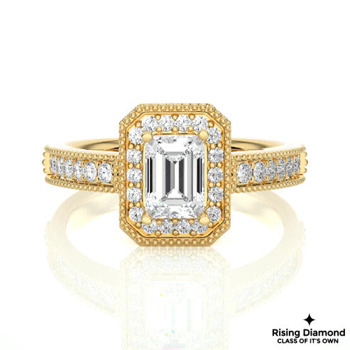 1.22 Ct Emerald Cut F-VS1 Lab Grown Diamond Engagement Ring