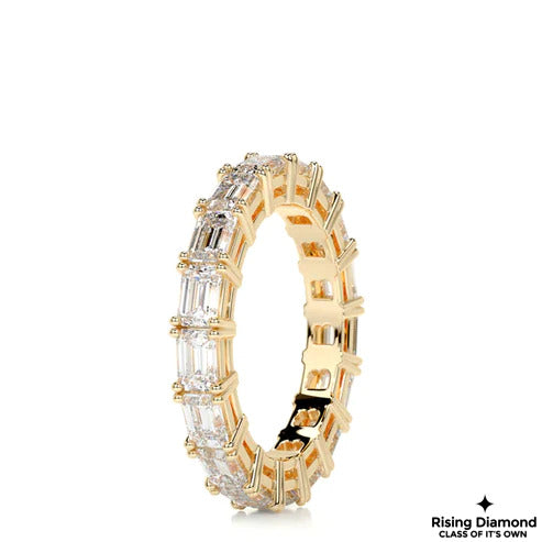 2.85 CTW Emerald Cut Colorless Moissanite Wedding Band
