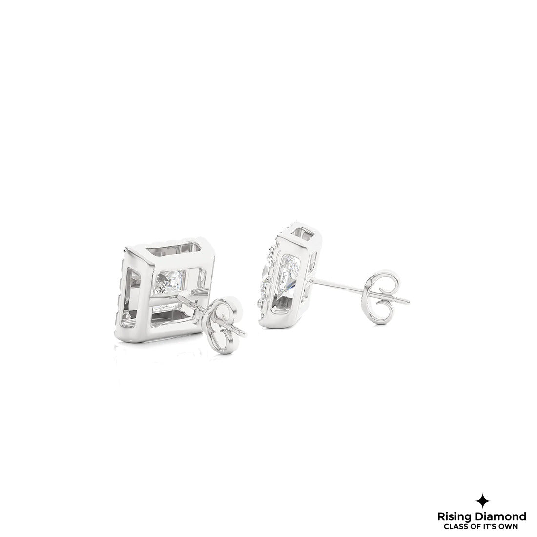 1.12 TCW Princess EF/VS Lab Grown For Each Diamond Halo Earring