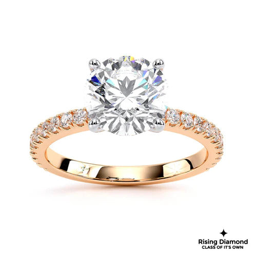 1.02 CT Round Cut F/VS1 Lab Grown Diamond Ring in Pave Setting