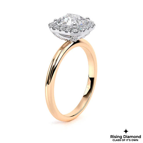 1.25 Ct Asscher F/VS1 Lab Grown Diamond Halo Ring