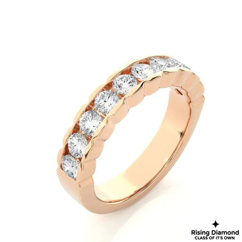 2.02 CTW Round Cut Colorless Moissanite Half Eternity Band